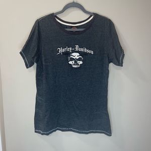 Grey Harley-Davidson Skull T Shirt
